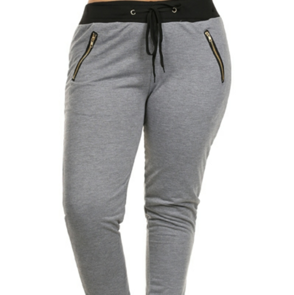 Plus Size High Waisted 2 Zippered Pants